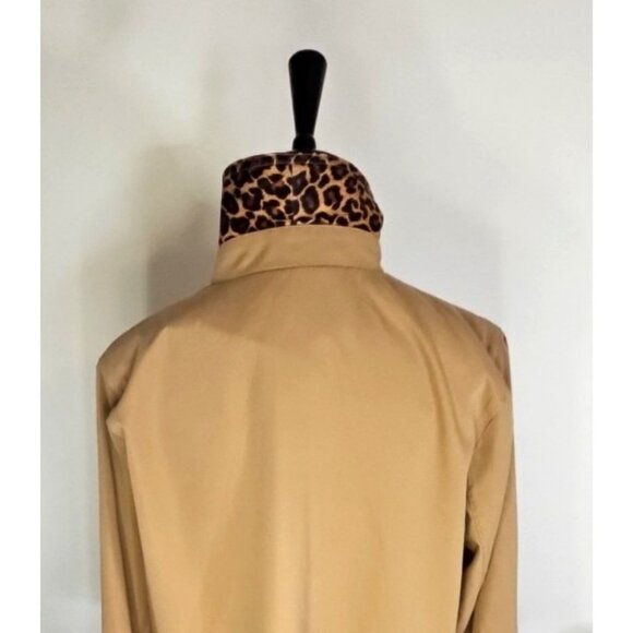Dennis Basso Womens Sz M Microfiber Jacket Leopard Lining Water Resistant A45651 - Picture 5 of 8